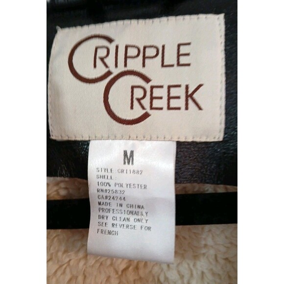 Cripple Creek Brown Faux Leather & White Shearling Trim & Lining Womens Medium - Picture 6 of 16